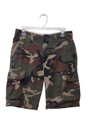 Old Navy Men's Broken In Favorite Khaki 100% Cotton Camo Cargo Shorts (11")